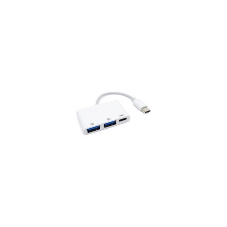Adaptador Brobotix 6000311 Usb-C Macho A 2X Usb-A 1X Usb-C Hembra Blanco