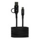Cable Usb Vorago Cab-126 Usb-C A Usb-C Con Adaptador A Usb-A Carga Rápida 60W 1 Metro Negro