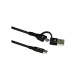 Cable Usb Vorago Cab-126 Usb-C A Usb-C Con Adaptador A Usb-A Carga Rápida 60W 1 Metro Negro