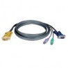 Cable Multiplexor Kvm Tripplite 3 En 1 Hd15 Macho - Hd15 Macho 2X Mini Din-6 3M P774-010