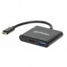 Docking Station Manhattan 3 En 1 Usb-C A Hdmi, Usb-A Y Pd Superspeed De Hasta 5 Gbps 130622