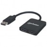Video Splitter Manhattan Displayport 1Dp In:2Hdmi Out Usb/Mst 152716