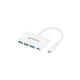 Hub Manhattan 168434 Usb-A 3.2 4X Puertos Usb-A 1X Puerto Usb-C 5000 Mbit/S Blanco