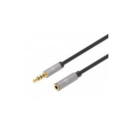 Cable Manhattan Audio Estereo 3.5Mm Extension Macho - Hembra 2M Negro/Aluminio Plateado 356039